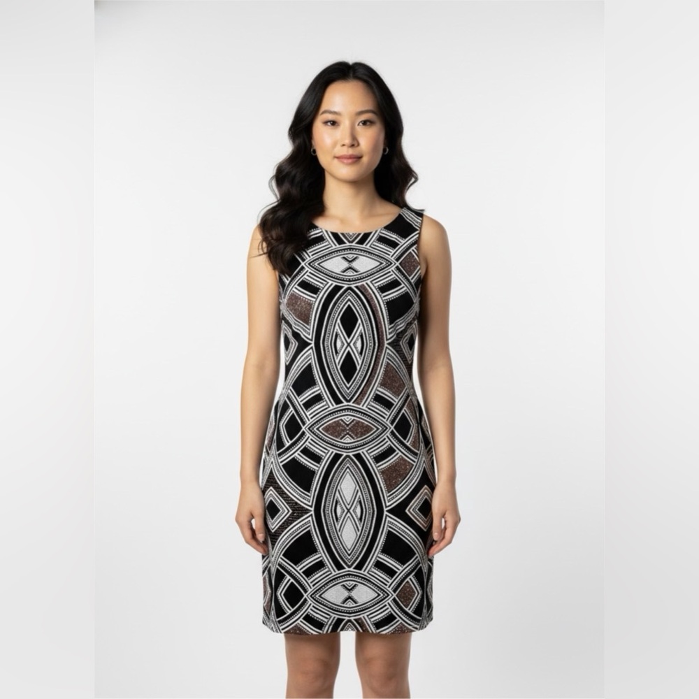 Speechless Black and White Geometric Mini Dress